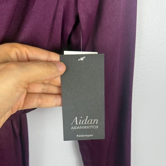 Aidan by Aidan Mattox Purple Asymmetrical Pleated Midi Dress Size 0 - Picture 6 of 15